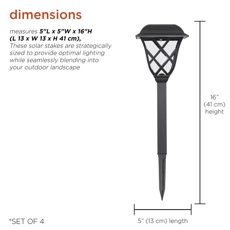 16" Black Stainless Steel Solar LED Pathway Lights, Set of 4