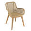 Set Of 2 Teak Garden Armchairs With White Cushion