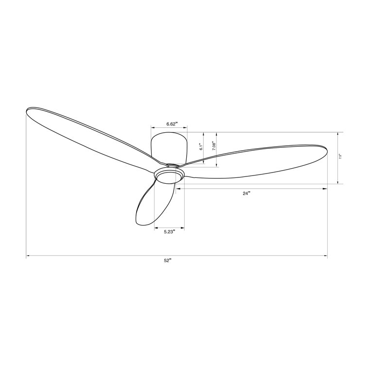 Radar 52in 3-Blades Indoor Ceiling Fan with Remote Control