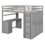 Lit mezzanine double avec tiroirs, bureau et garde-robe gris