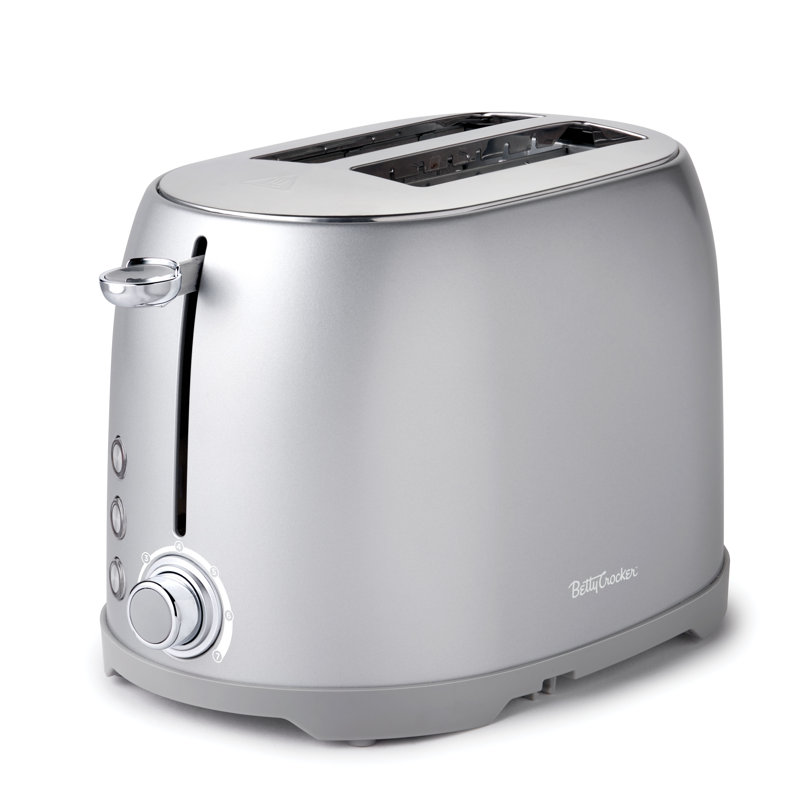 Silver Stainless Steel 2-Slice Toaster with Wide Slots and Crumb Tray