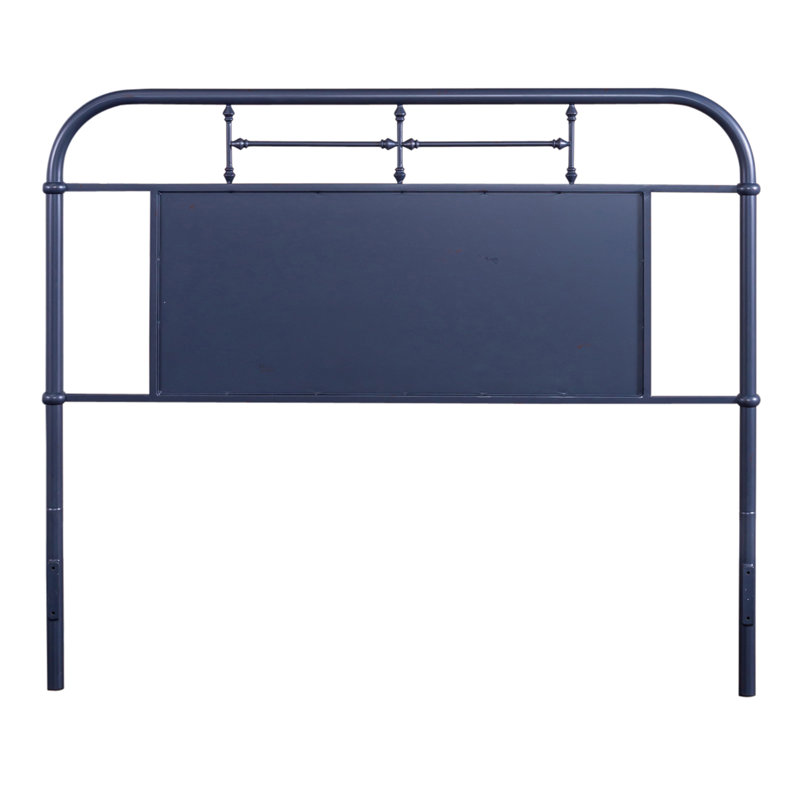 Tête de lit en métal avec panneau central Edmund, Grand, Bleu