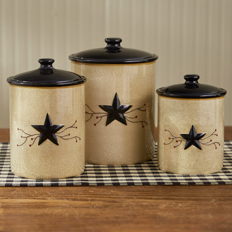 Park Designs 3-Piece Star Vine Canister Set, Cream/Black