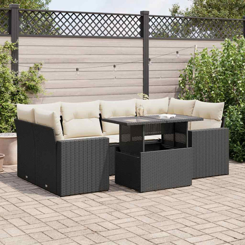 Ensemble de canapé de jardin modulaire en rotin PE 7 pièces