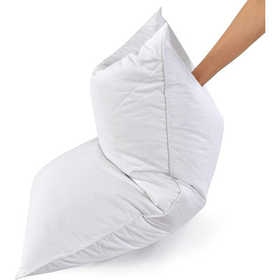 Premium Three-Chamber Goose Feather Pillow, Medium Firm Support with 600-Thread Count Down-Proof Cotton Cover