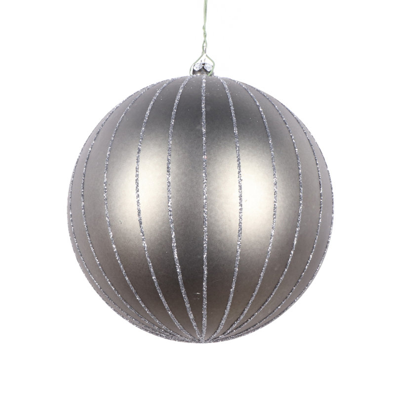 Ornement boule mat scintillante, H 5 po x l 5 po x P 5 po, Étain