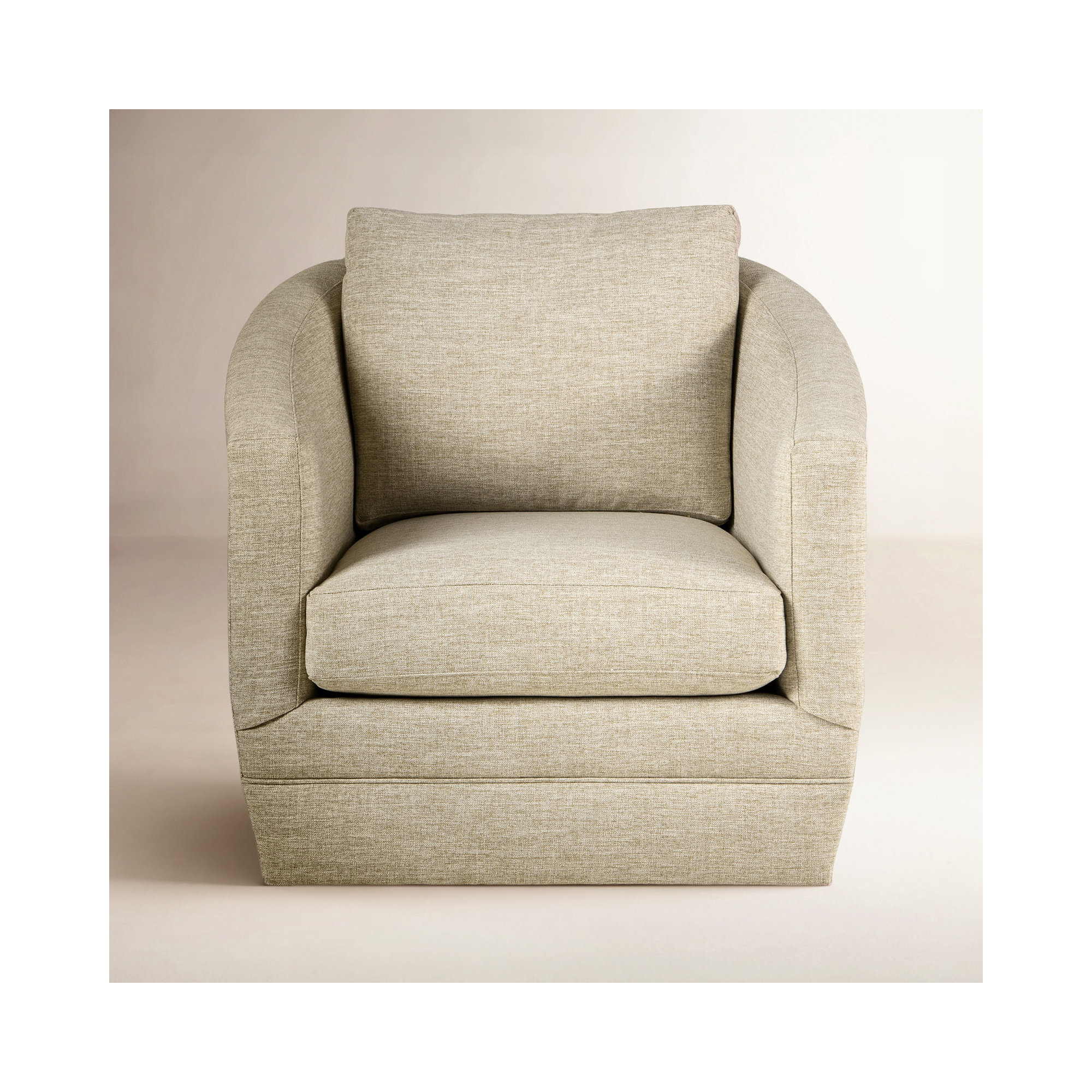 Mileva Upholstered Swivel Barrel Chair, Ida Beige