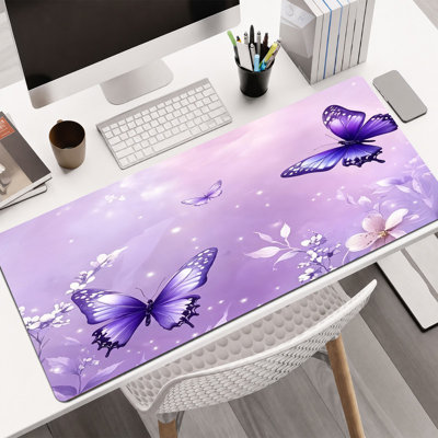  Tapis de souris en caoutchouc, surface en microfibre lisse, base antidérapante, tapis de souris décoratif à bord arrondi pour le bureau et les jeux, 16 po x 36 po, marguerite noire