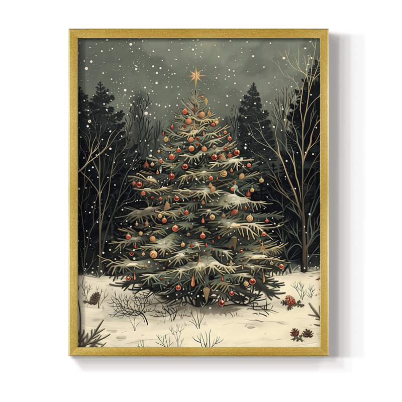 «Christmas Holiday Art», reproduction encadrée DCXIX, H 21 po x l 17 po, Doré