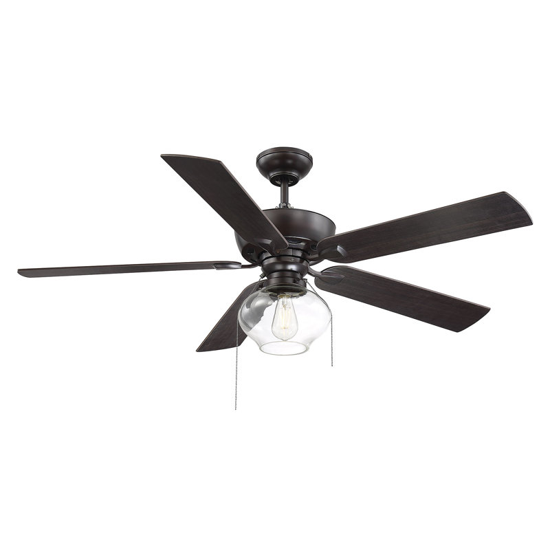 Donovan 52" Inola 5 - Blade Standard Ceiling Fan in Oil Rubbed Bronze with Pull Chain and Light Kit Included