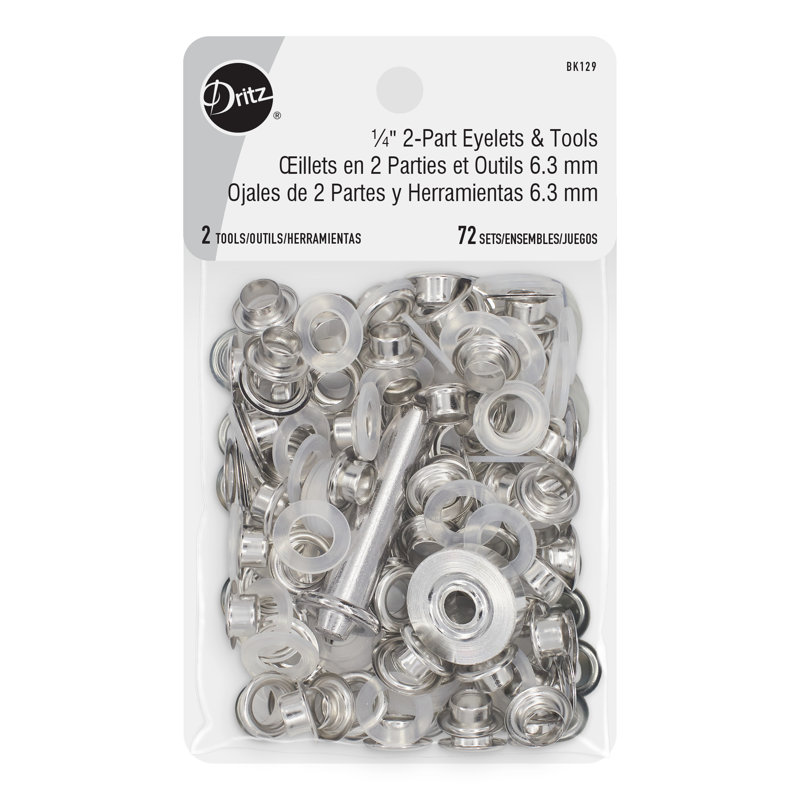 Dritz 1/4 "oeillets et outils 2 pièces, argent, 72 ensembles