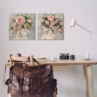  Ensemble de 2 reproductions d'art sur toile, "surreal Women with Roses" par Charity Henderson