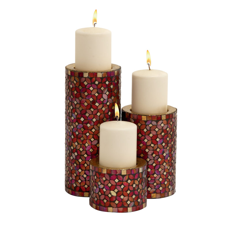 Ensemble de chandelles de table en métal, Rouge / doré