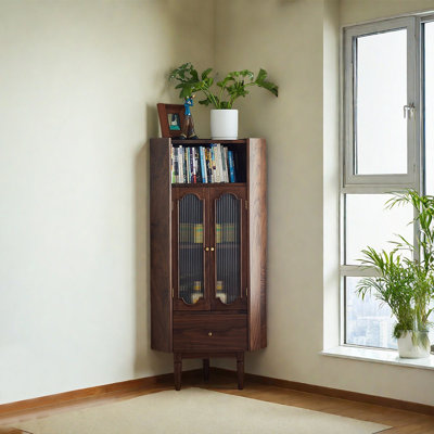 Japanese style solid wood corner bookcase