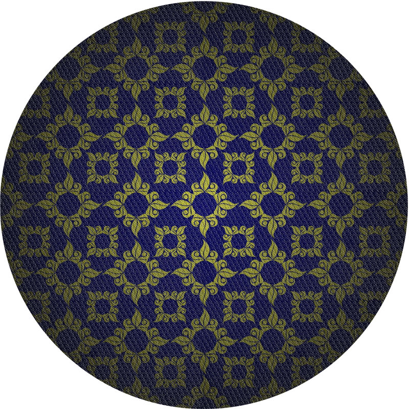 Tapis bleu/noir/jaune à tisser électrique, Rond 6 pi