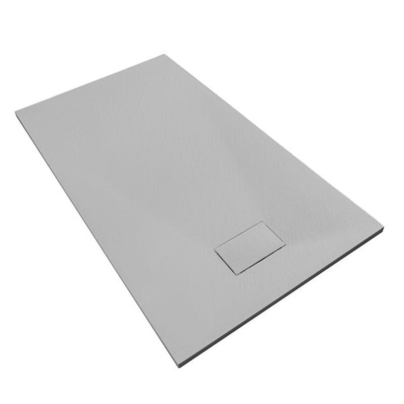 Solid Surface Shower Base Tray 72" × 32" - with Side Drain Hole, Drain Cover & Waste, Gray