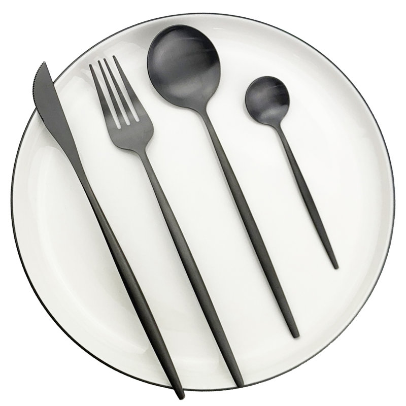 Szeto 4 Piece Cutlery Set, Service for 1, Black
