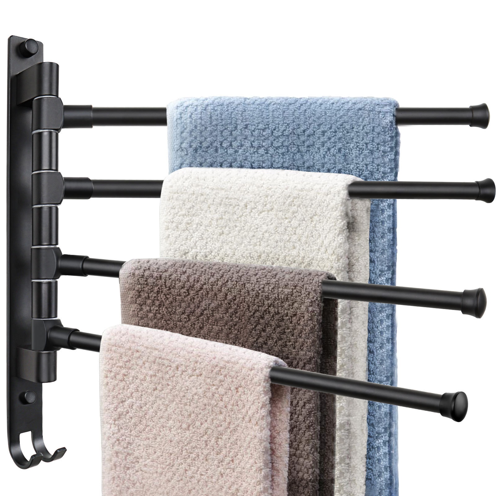 Bathroom Towel Rack 15.5inch Swivel Towel Bar 4arm Swivel Towel Rack Wall  Mounte