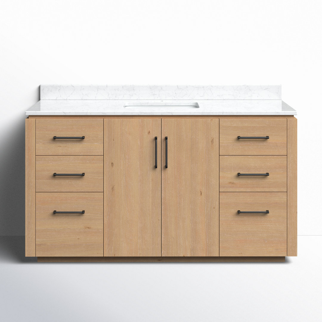 Cloverfield 60'' Single Bathroom Vanity with Cultured Marble Top Joss & Main Base 