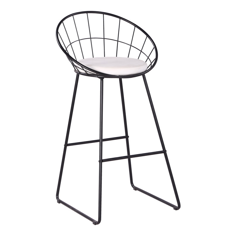 Alize Bar Stool, Black/White, Bar Stool (29.5" Seat Height)