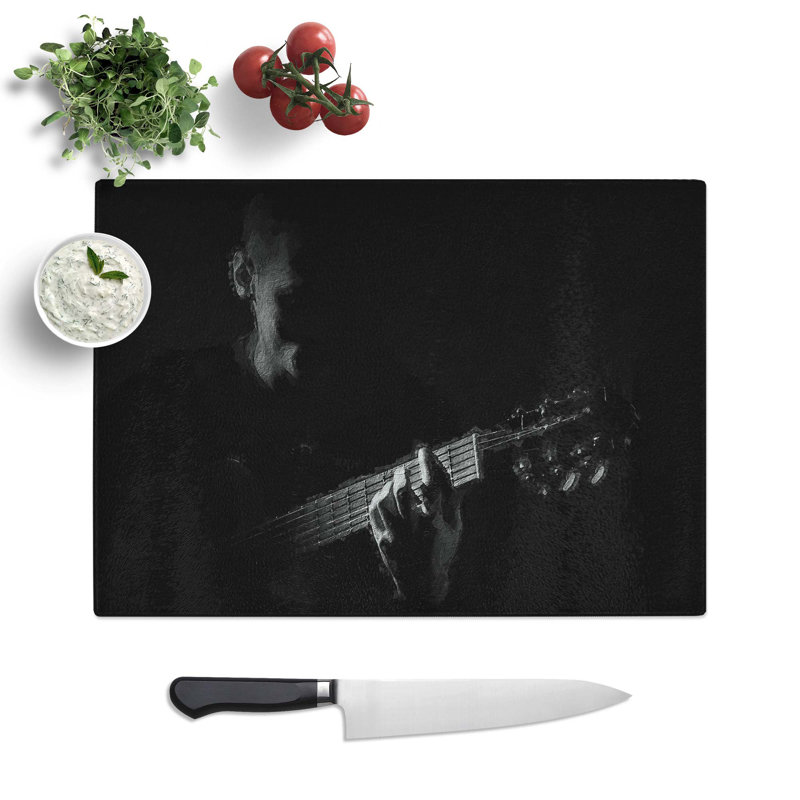 Glass Guitarist in The Shadows Chopping Board, 28.5 cm W x 20 cm L