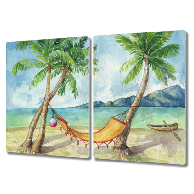 Parkhur Tempered Glass Sea Hammock Palm Chopping Board