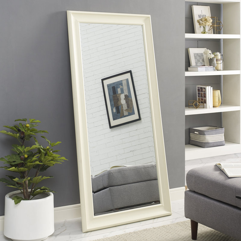 Miroir de plancher Duwaine, blanc, Crème