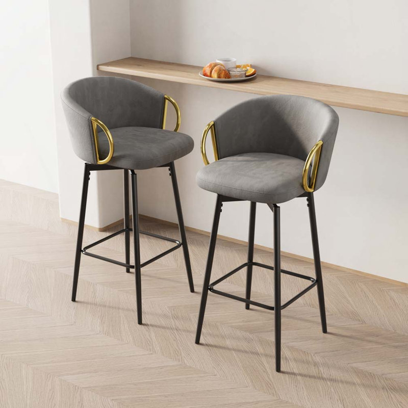Tabouret de bar pivotant à 360 °, Noir, noir, noir, noir, Gris