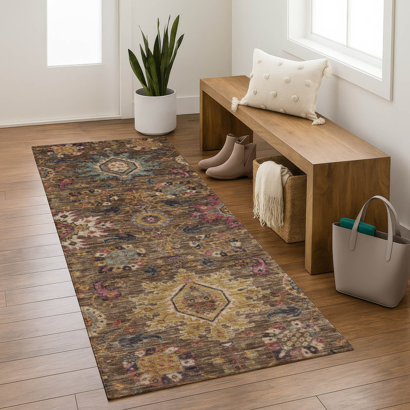 Tapis de qualité supérieure lavable à la machine Mayfield AMF2151, Chocolat, Tapis de couloir 2 pi 3 po x 7 pi 6 po