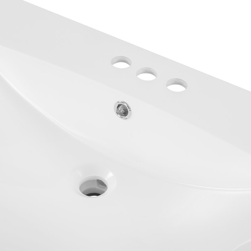 Plateau de meuble-lavabo 36 po, céramique, blanc, 6,6 po de hauteur, comptoir 3 trous avec lavabo en céramique, 3 robinets, profondeur 18 po, look moderne, installation facile