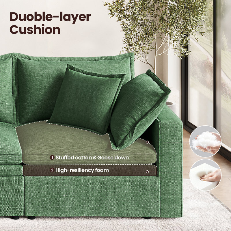 148" Cloud Couch, Oversized Modular Comfy Sofa for Living Room, U Shaped Sectional Couches with Detachable Sofa Cover, Storage Ottoman