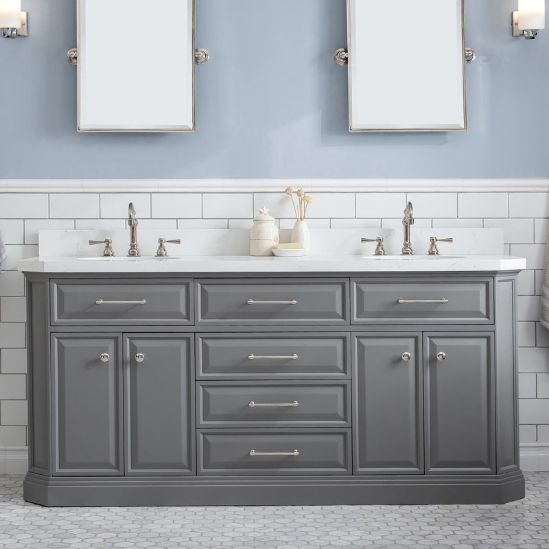 Palace 72'' W Double Vanity, Cashmere Gray, Polished Nickel