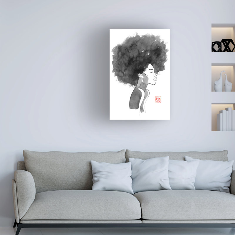 «People Afro Woman 2 on Canvas» par Pechane, reproduction, H 47 po x l 30 po x P 2 po