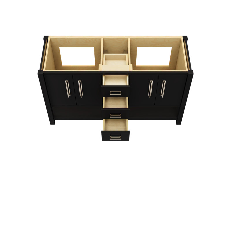 Kiawah Double Bath Vanity, Noir, Satin Nickel, 60"