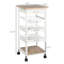 Chariot de cuisine mobile, îlot de cuisine roulant avec rangement, chariot utilitaire avec paniers à fruits, plateaux et tiroir, blanc