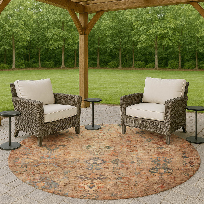 Tapis intérieur / extérieur lavable à la machine Matteson ACN2320 Global, Rond 8 pi