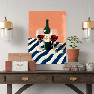 Canvas Wall Art Blue And White Striped Pattern Poster(1) Vintage Poster Print Home Decor