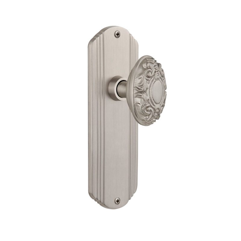 Deco Plate with Victorian Door Knob, Satin Nickel