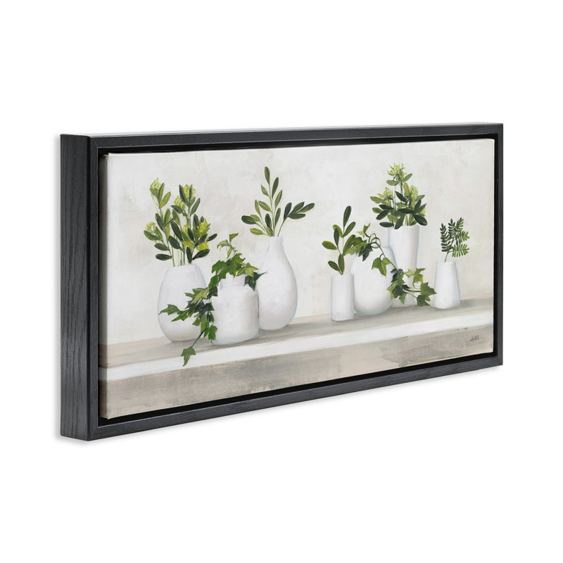 Plantes de chalet traditionnelles en pot, Cadre flottant noir de jais, H 14 po x l 31 po