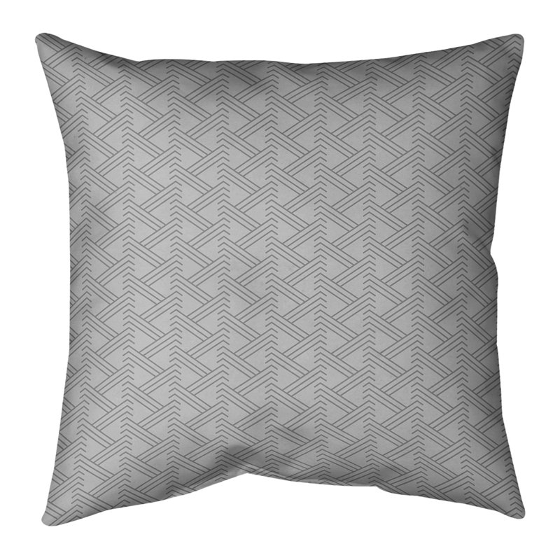 Housse Coussin décoratif motif Zig Zag, 14 po x 14 po, Gris froid, Faux Suède