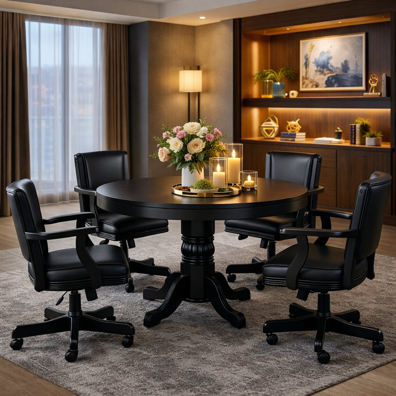 Gtbl48 noir avec ensemble de chaise de jeu, Noir