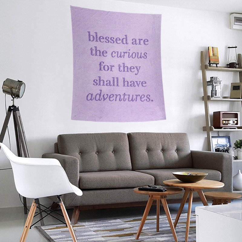 Tapisserie citation manuscrite en polyester, H 60 po x l 51 po, Mauve