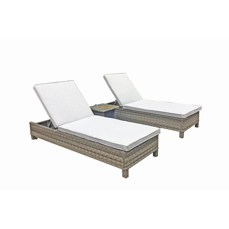 Ashyra 78.7cm Long Reclining Double Chaise with Cushions and Table
