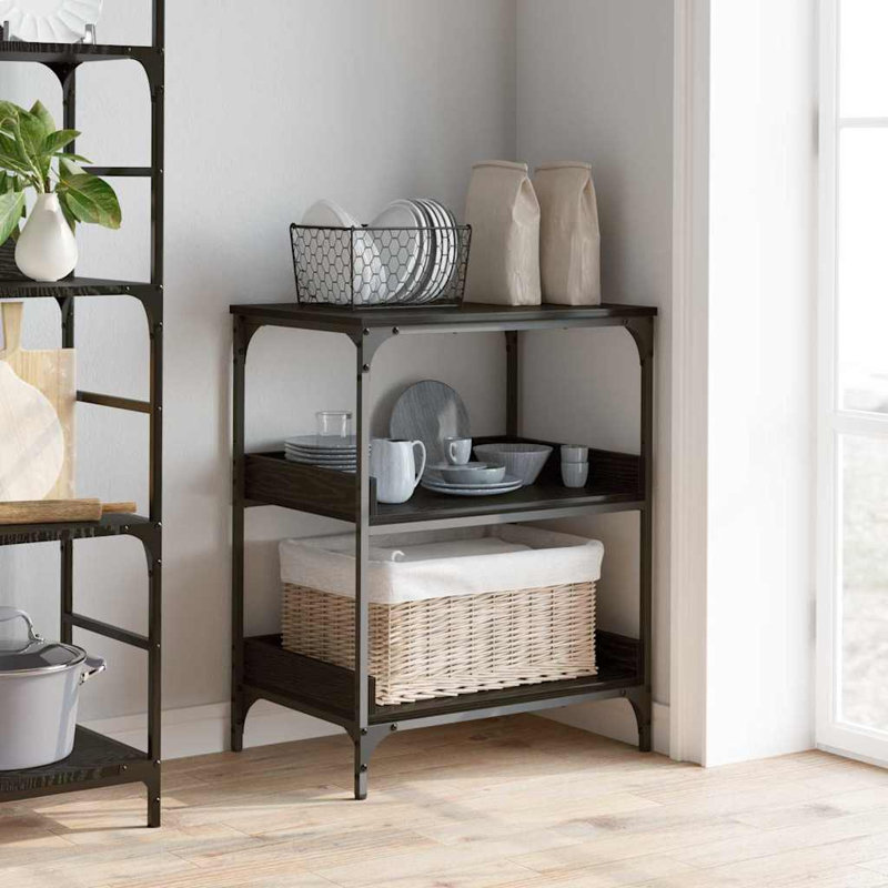 Wood Bar Cart, Black Oak