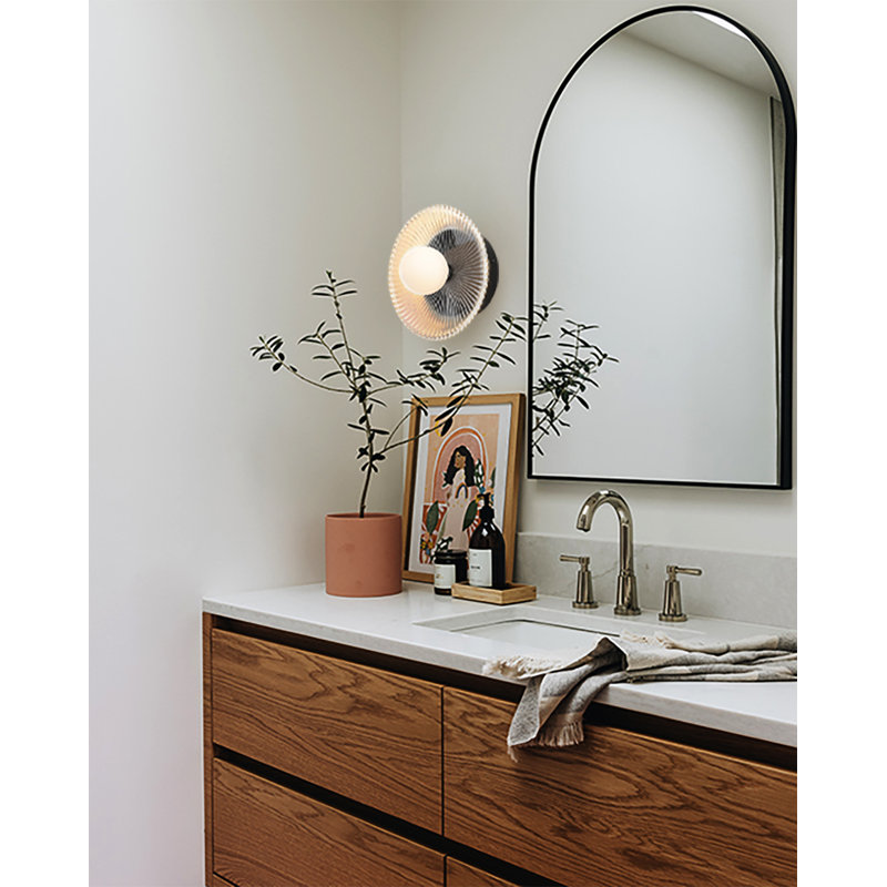 Applique murale demi-lune en verre transparent transparent, Noir mat