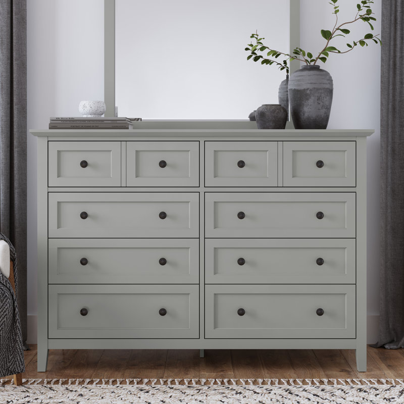 8 Drawer 152.4 W Double Dresser, Grey