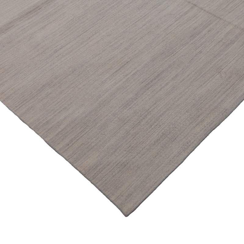 Gray Modern Flatweave Dhurrie Silk Rug - 13'6" x 19'8"