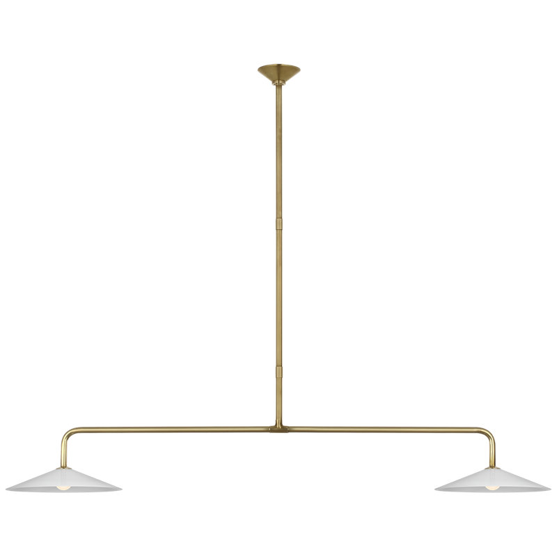 Amber Lewis Ponce 62" Linear Pendant, Hand-Rubbed Antique Brass, White