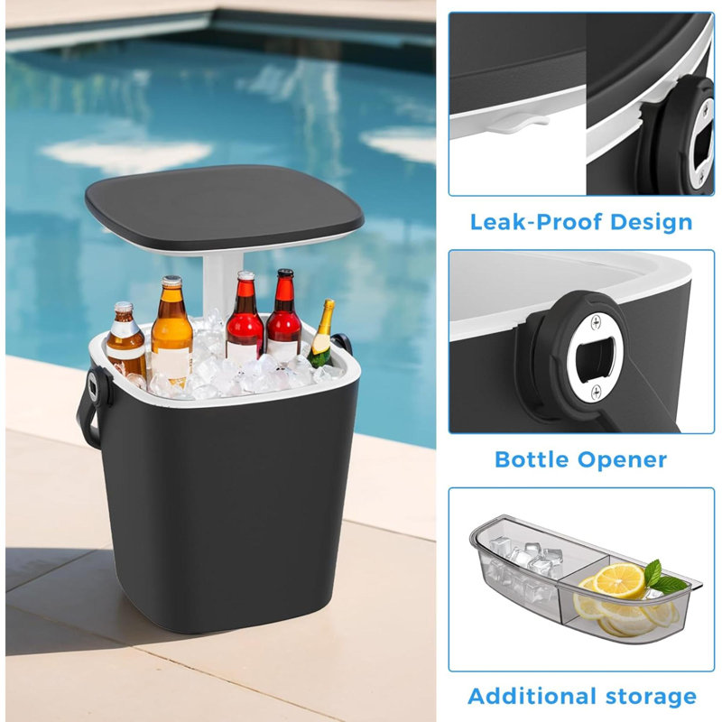 Portable Ice Bucket Table For Parties 3 In1 Ice Cooler Cocktail Patio Cool Bar Table For Camping  Poolside Party