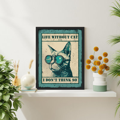 "Chat dans des verres, art mural, mots de graffiti, citations inspirantes" sur papier